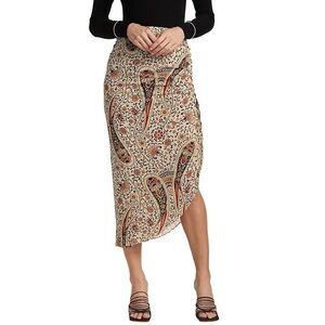 Veronica Beard Herst Silk Paisley Print Asymmetrical Skirt Midi Neutral Size 4